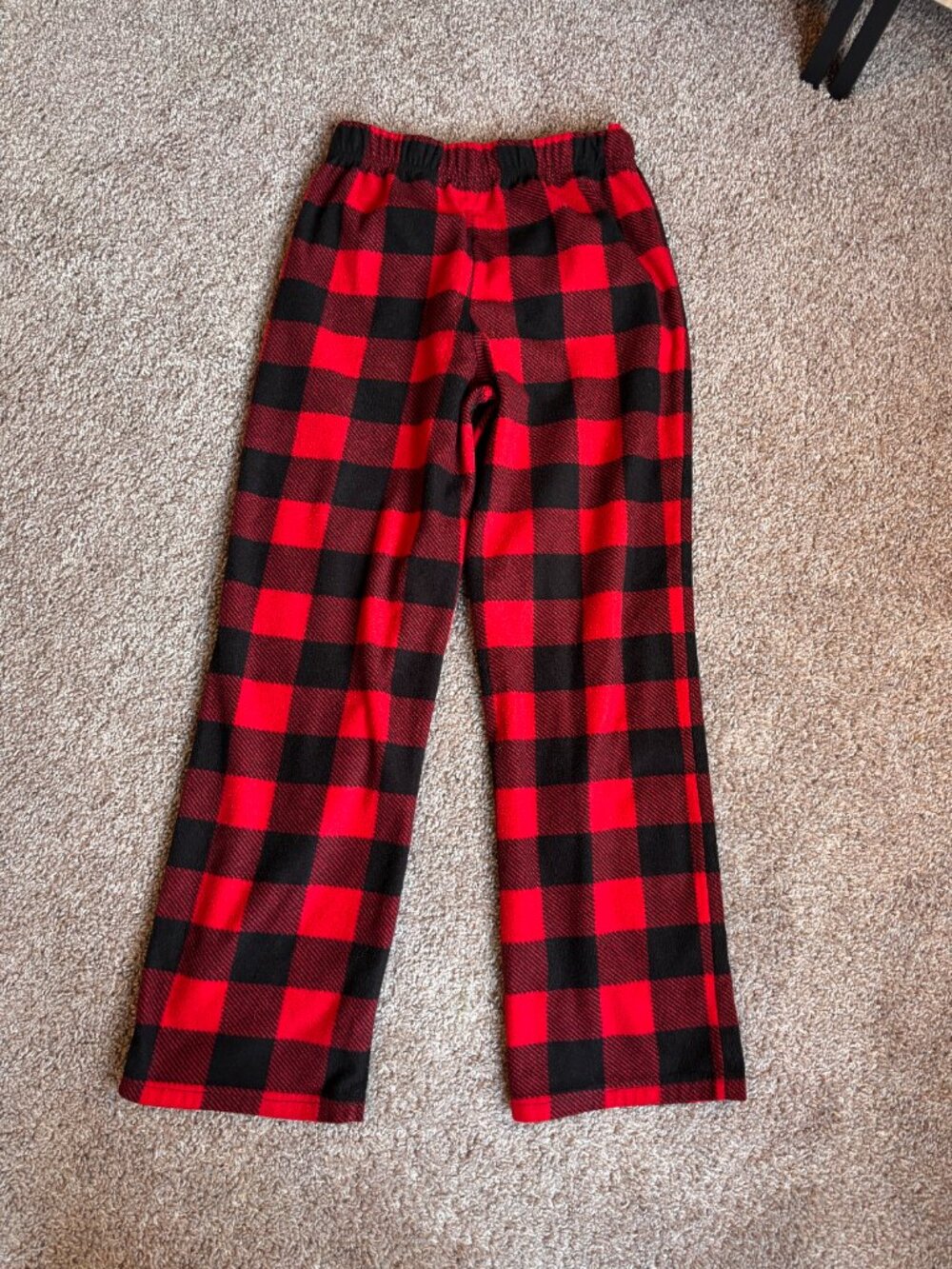 Roots Red/Black Buffalo Plaid Fleece Lounge Pajama Pants Youth Large - Picture 4 of 7